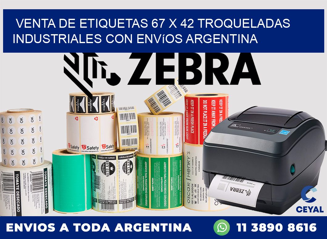 Venta de etiquetas 67 x 42 troqueladas industriales con envíos Argentina