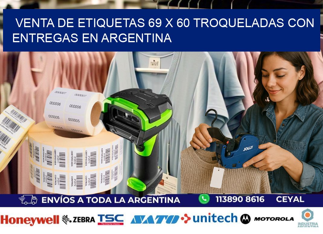 Venta de etiquetas 69 x 60 troqueladas con entregas en Argentina