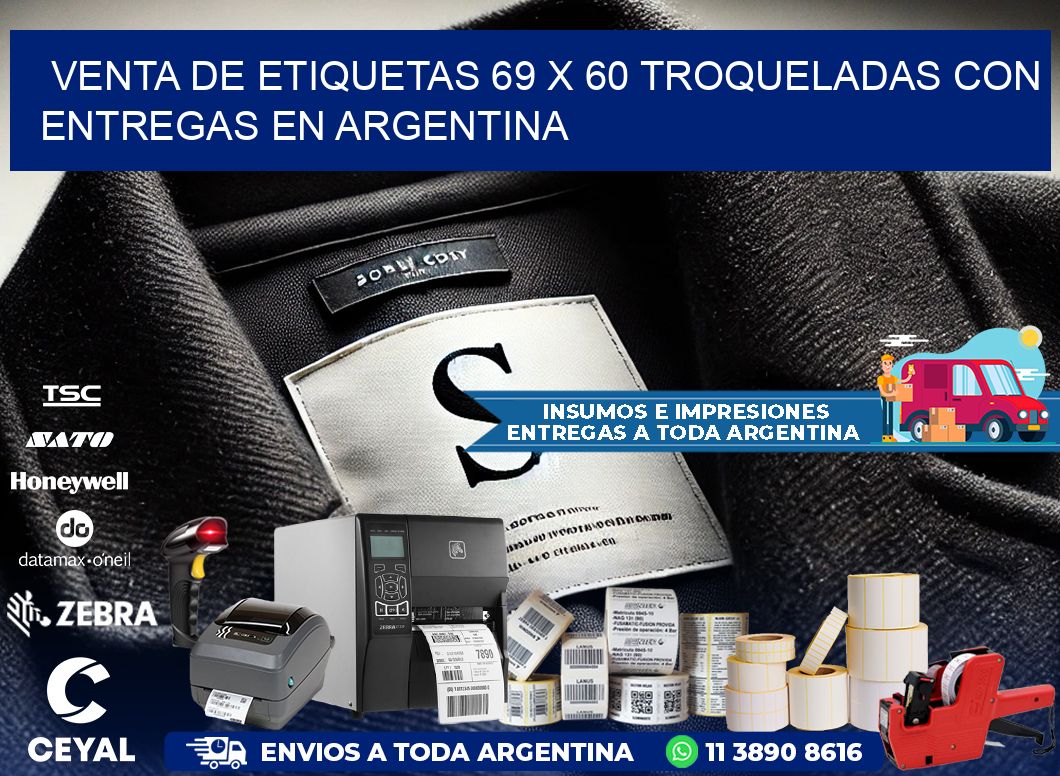 Venta de etiquetas 69 x 60 troqueladas con entregas en Argentina
