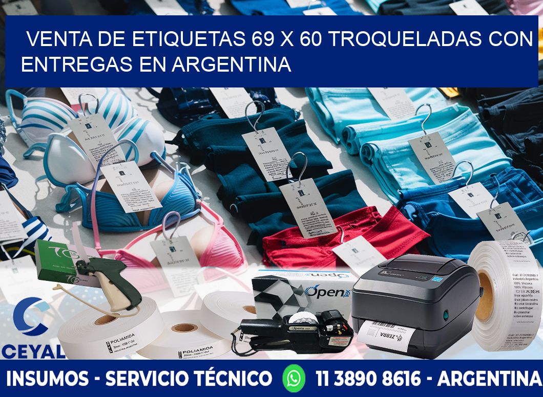 Venta de etiquetas 69 x 60 troqueladas con entregas en Argentina