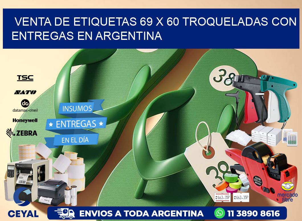 Venta de etiquetas 69 x 60 troqueladas con entregas en Argentina