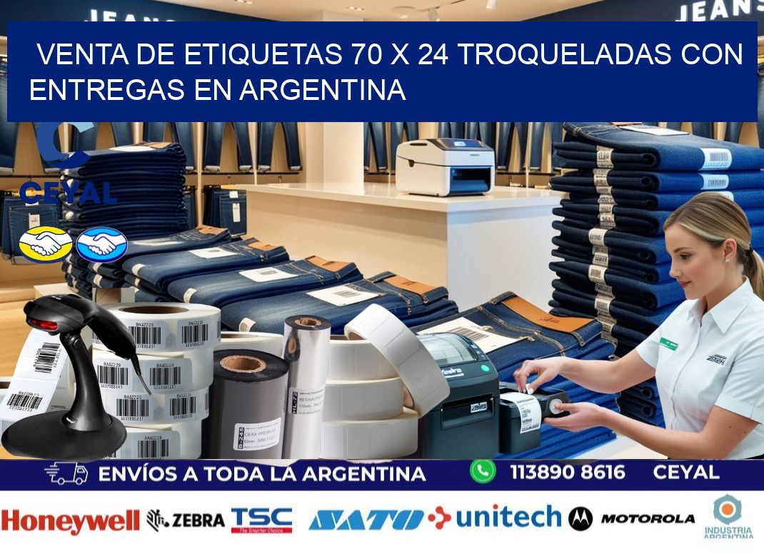 Venta de etiquetas 70 x 24 troqueladas con entregas en Argentina
