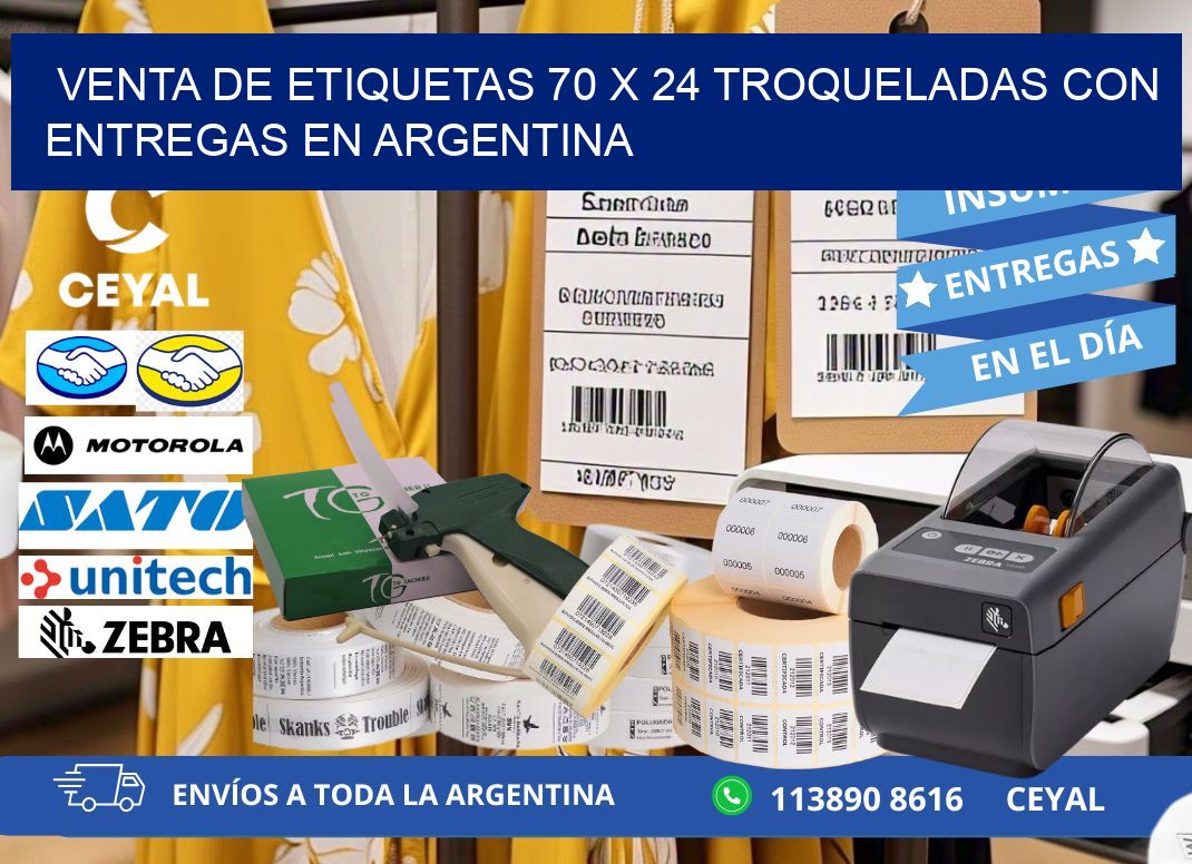 Venta de etiquetas 70 x 24 troqueladas con entregas en Argentina