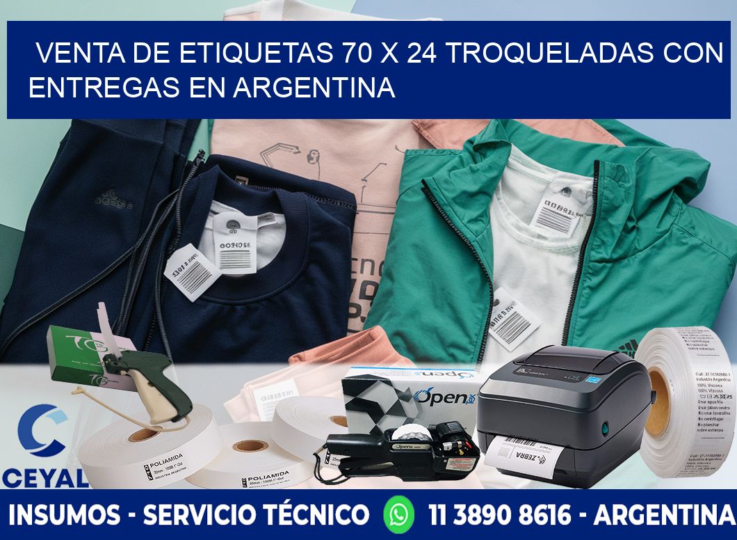 Venta de etiquetas 70 x 24 troqueladas con entregas en Argentina