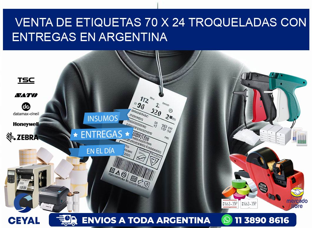 Venta de etiquetas 70 x 24 troqueladas con entregas en Argentina