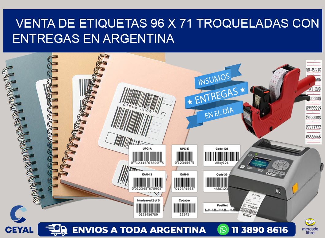 Venta de etiquetas 96 x 71 troqueladas con entregas en Argentina
