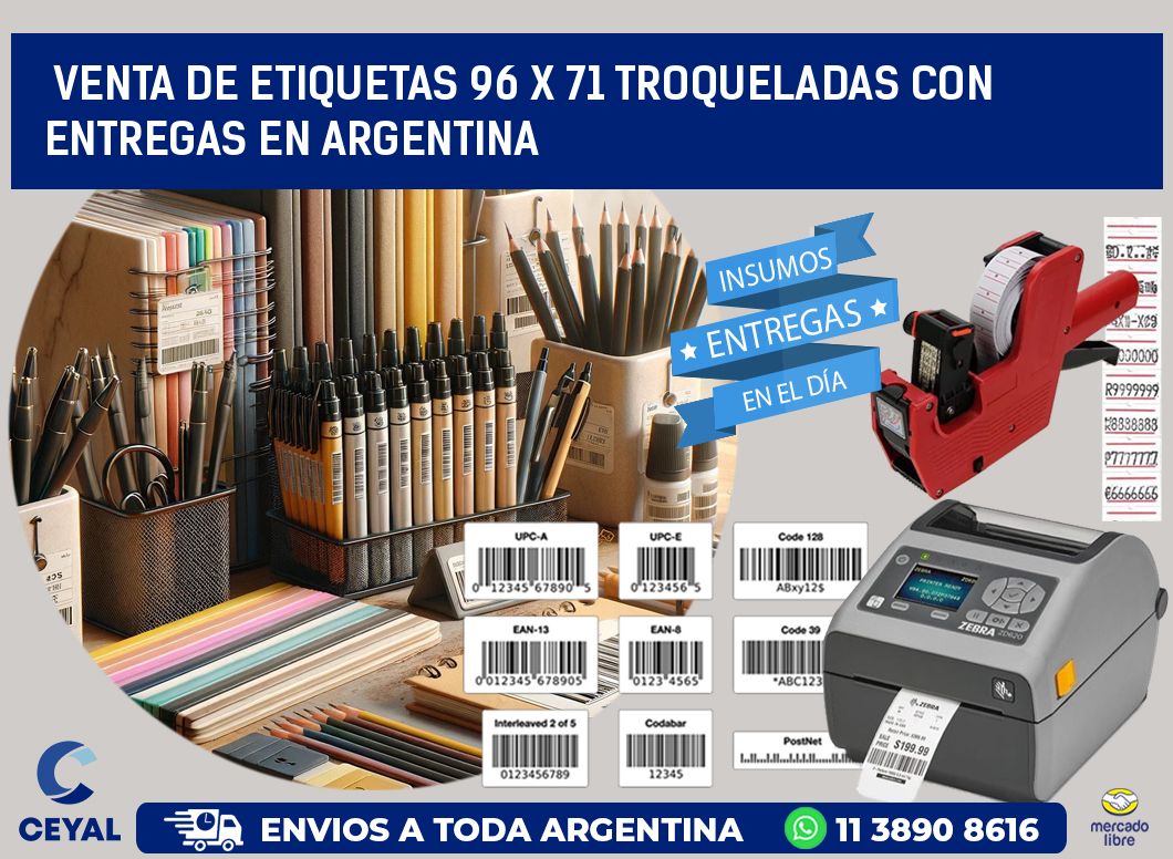Venta de etiquetas 96 x 71 troqueladas con entregas en Argentina