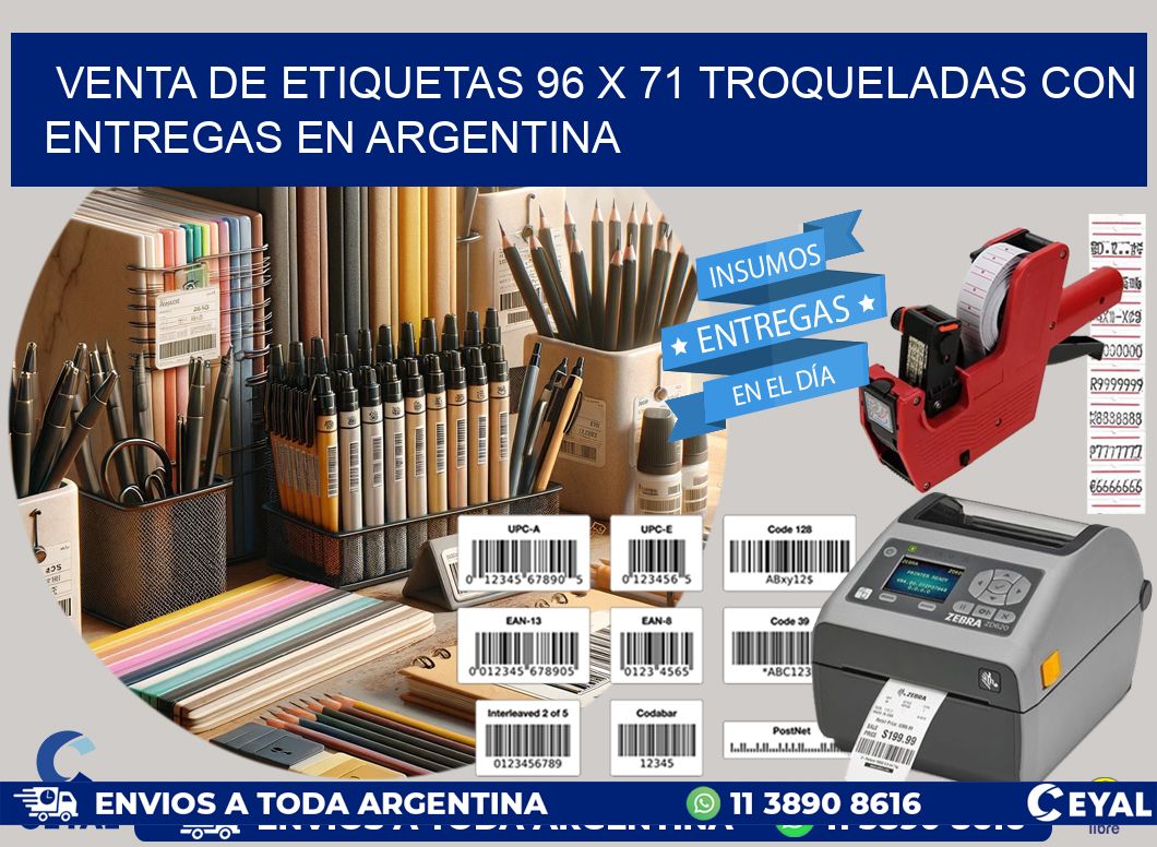 Venta de etiquetas 96 x 71 troqueladas con entregas en Argentina