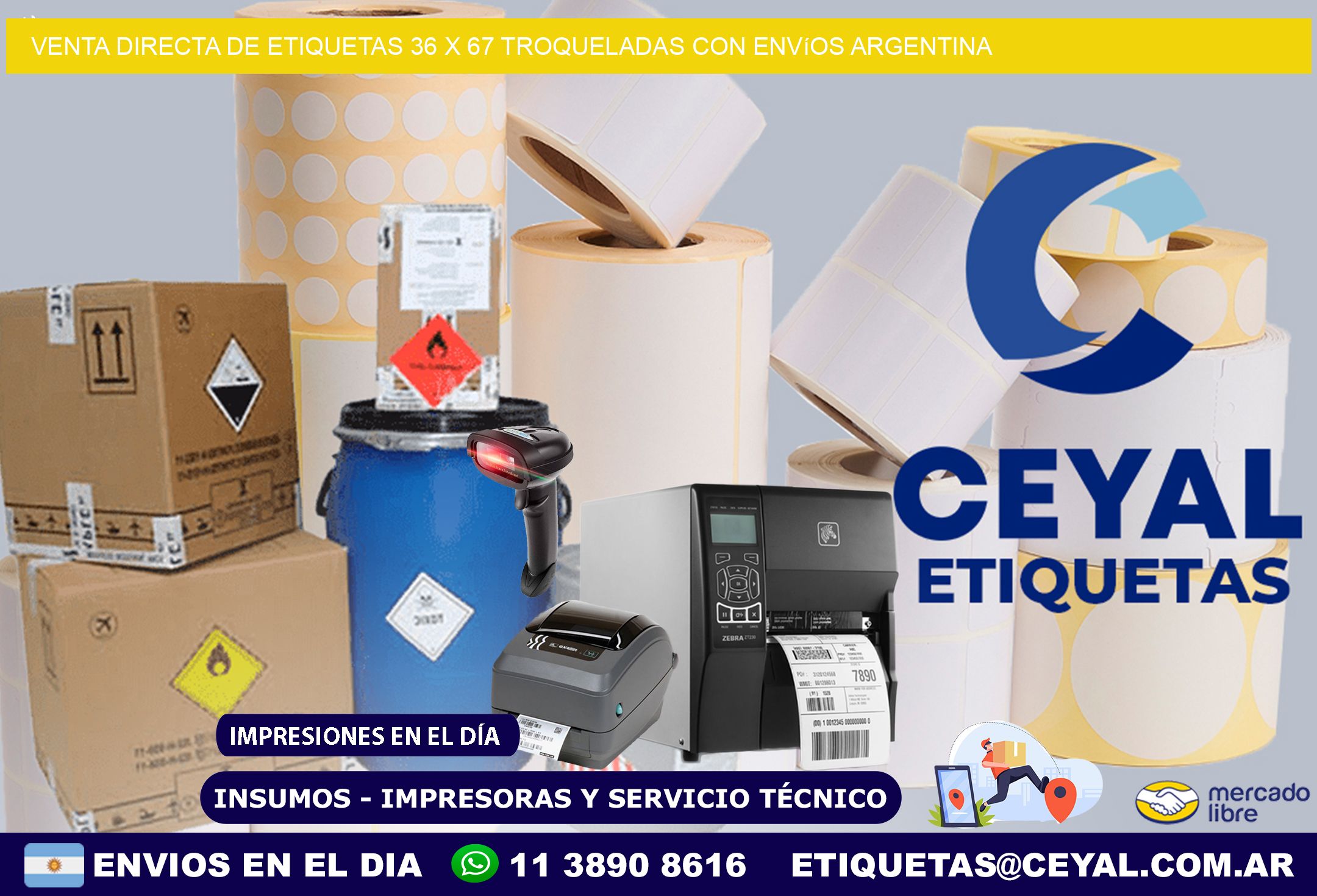 Venta directa de etiquetas 36 x 67 troqueladas con envíos Argentina