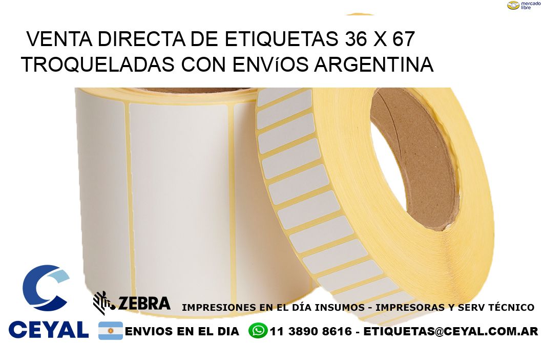 Venta directa de etiquetas 36 x 67 troqueladas con envíos Argentina
