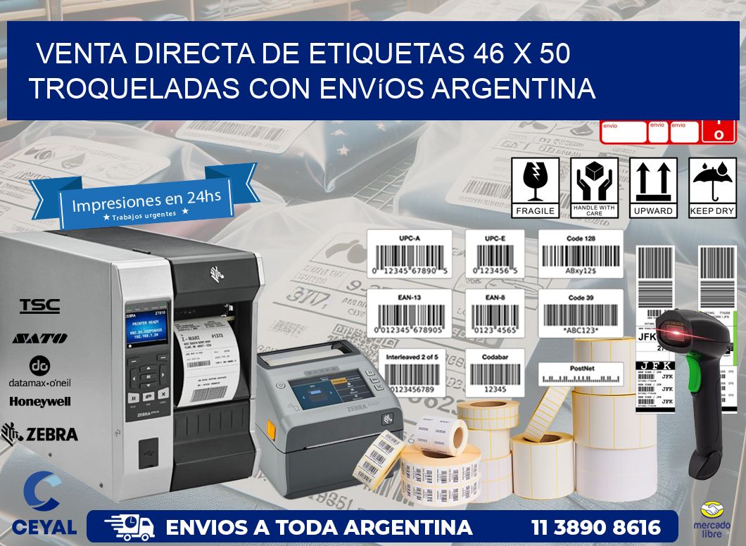 Venta directa de etiquetas 46 x 50 troqueladas con envíos Argentina