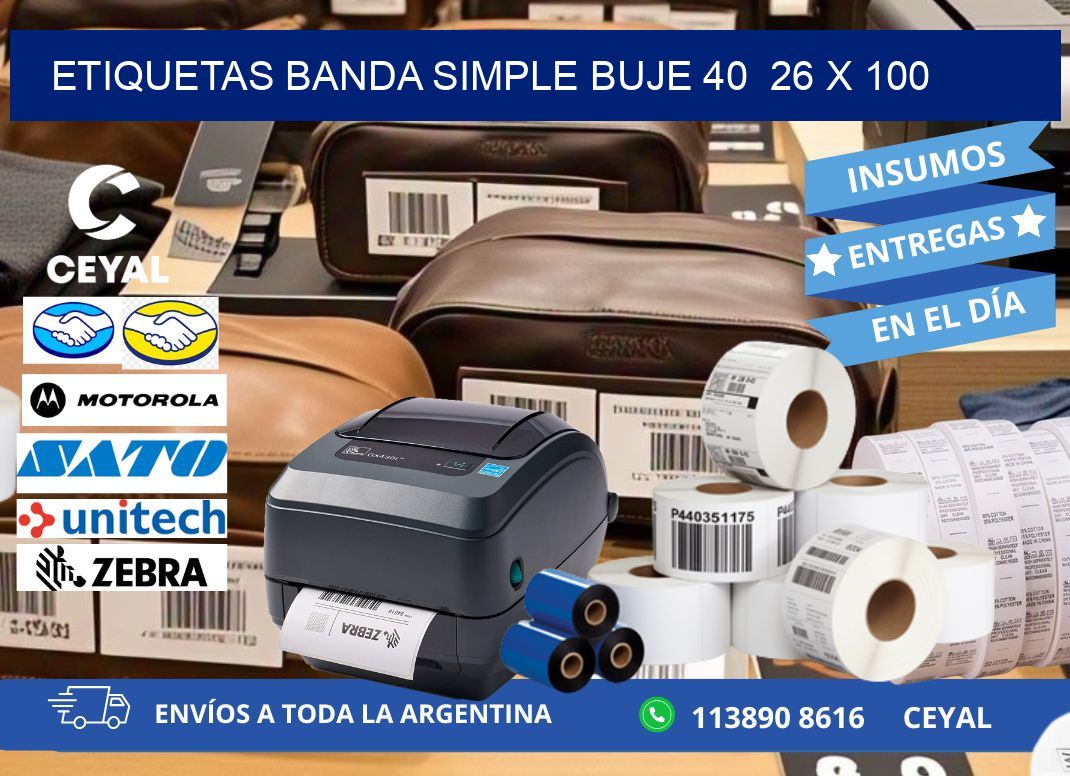 etiquetas banda simple buje 40 26 x 100