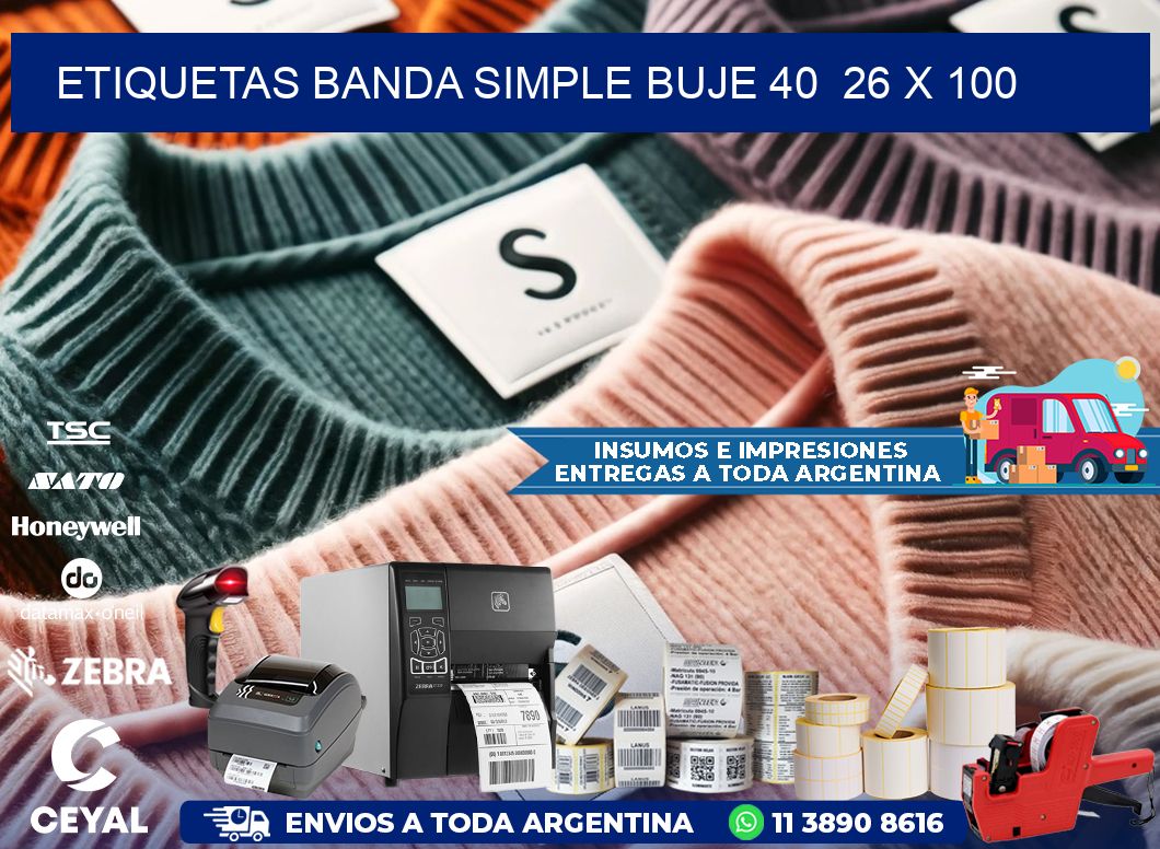 etiquetas banda simple buje 40 26 x 100