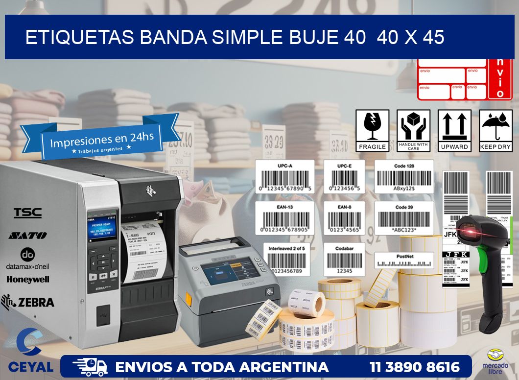 etiquetas banda simple buje 40  40 x 45
