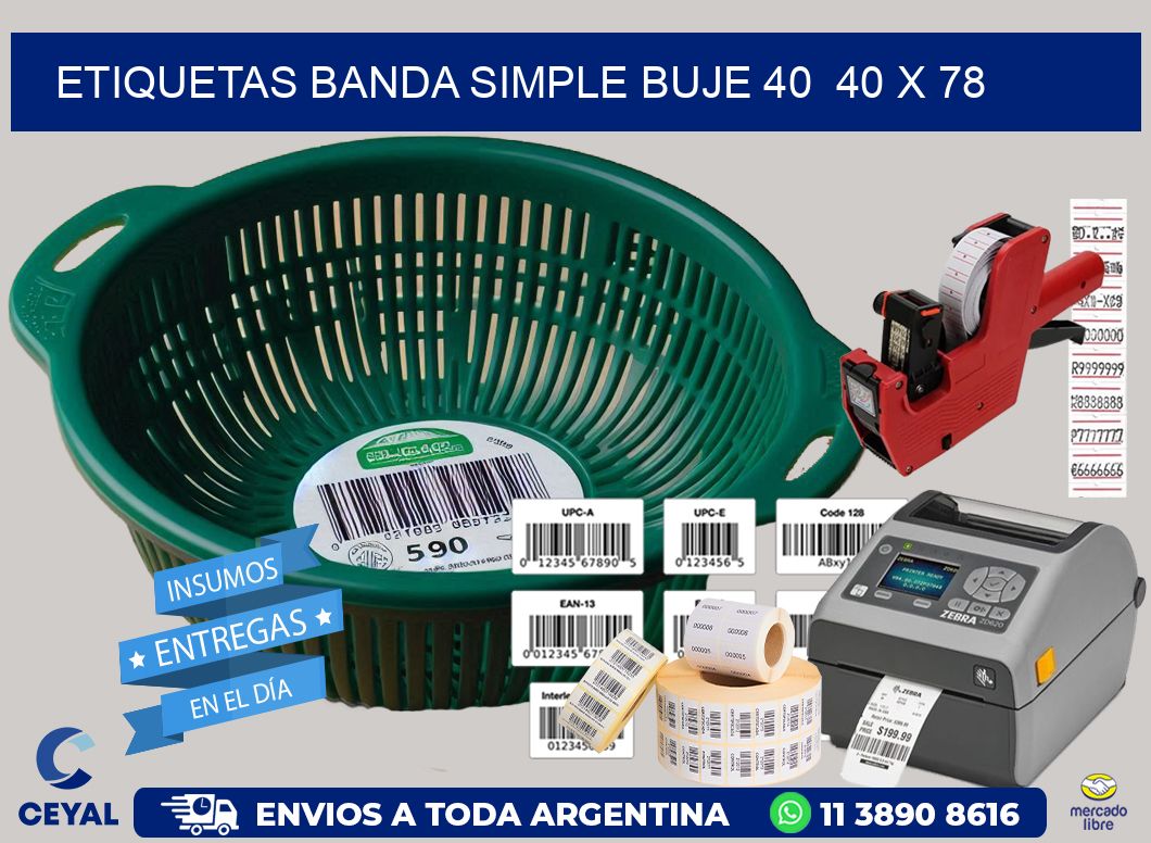 etiquetas banda simple buje 40  40 x 78