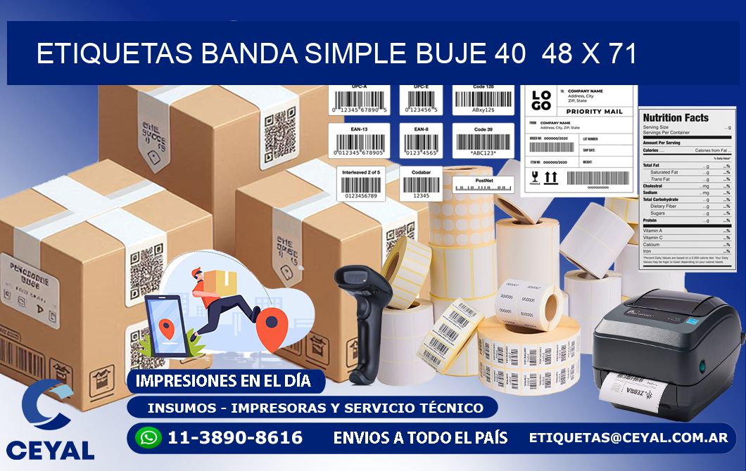 etiquetas banda simple buje 40  48 x 71