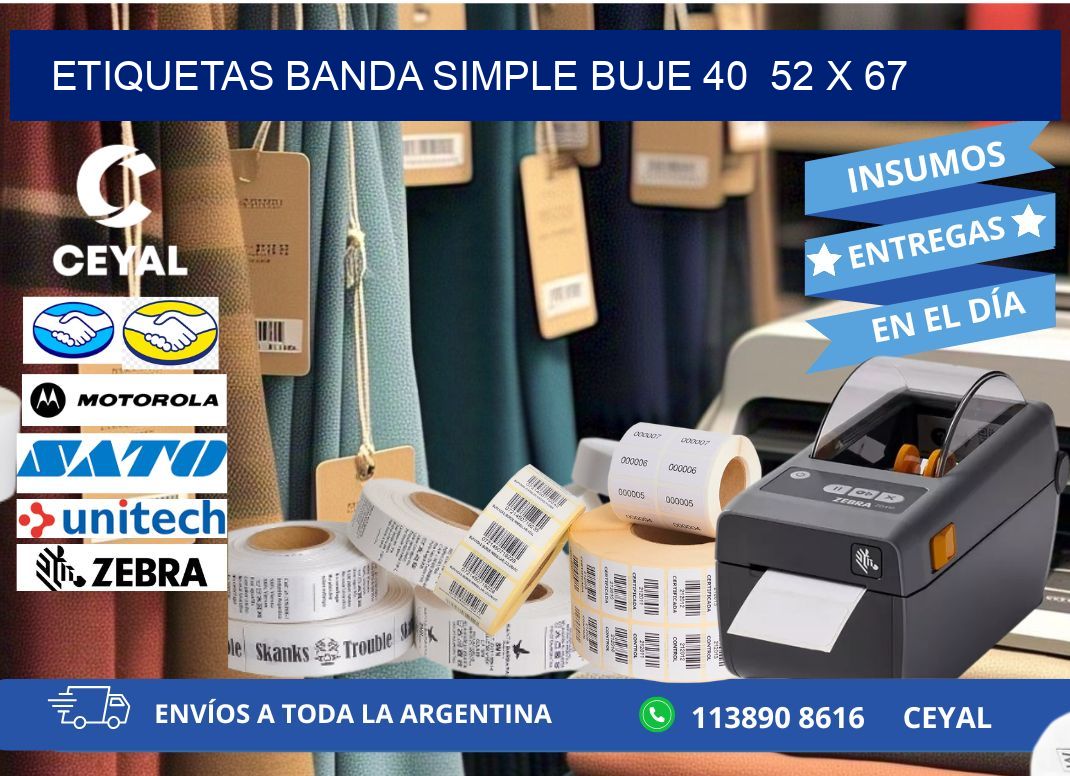 etiquetas banda simple buje 40  52 x 67