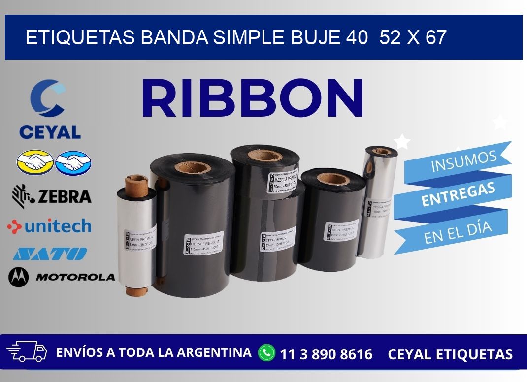 etiquetas banda simple buje 40  52 x 67