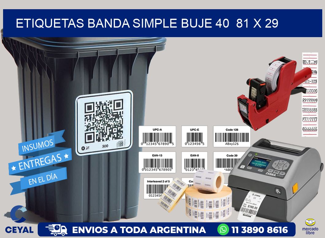 etiquetas banda simple buje 40  81 x 29
