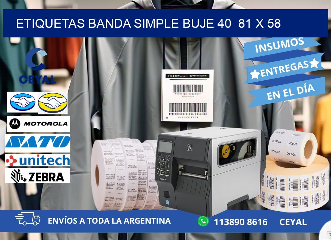 etiquetas banda simple buje 40  81 x 58