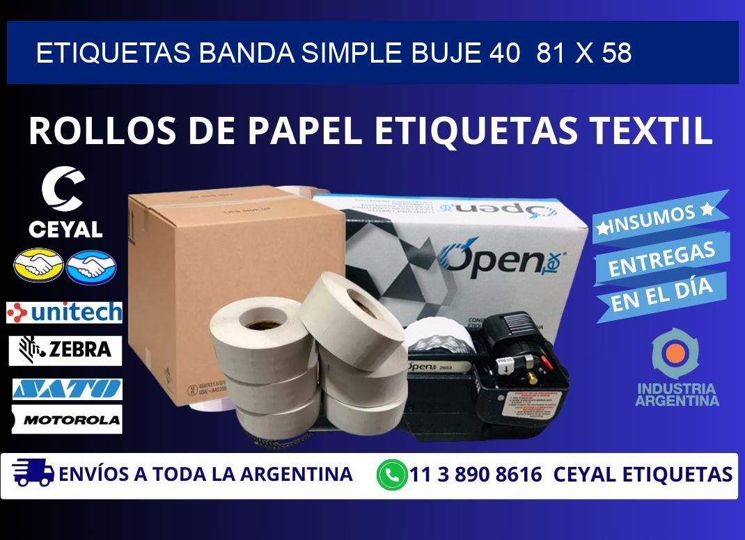 etiquetas banda simple buje 40  81 x 58