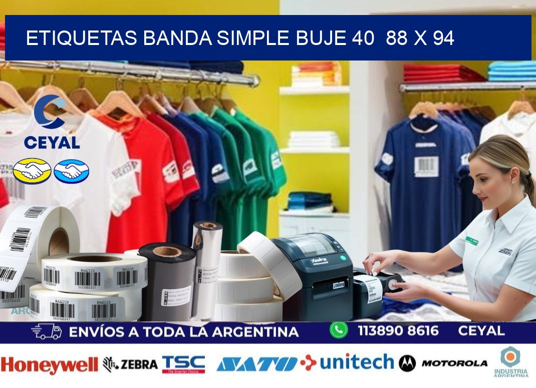 etiquetas banda simple buje 40  88 x 94
