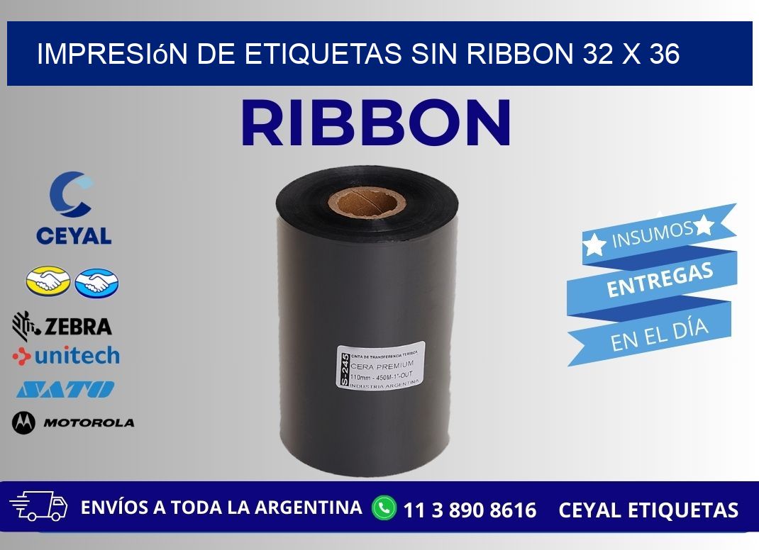 impresión de etiquetas sin ribbon 32 x 36