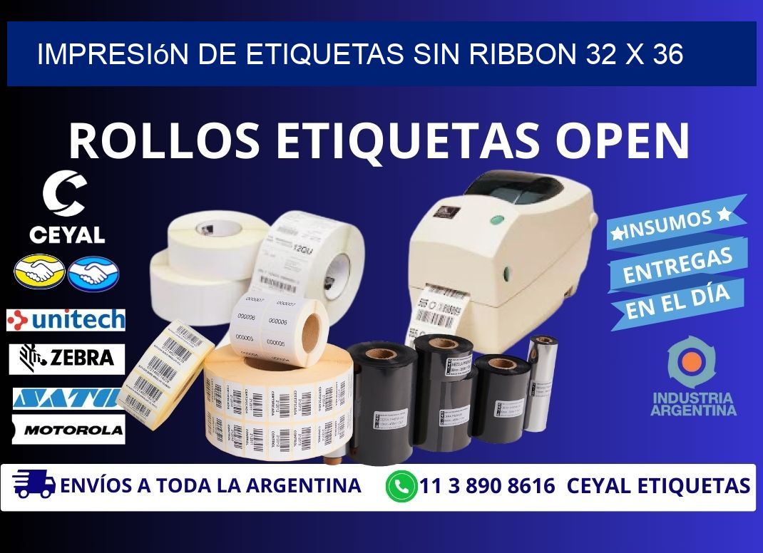 impresión de etiquetas sin ribbon 32 x 36