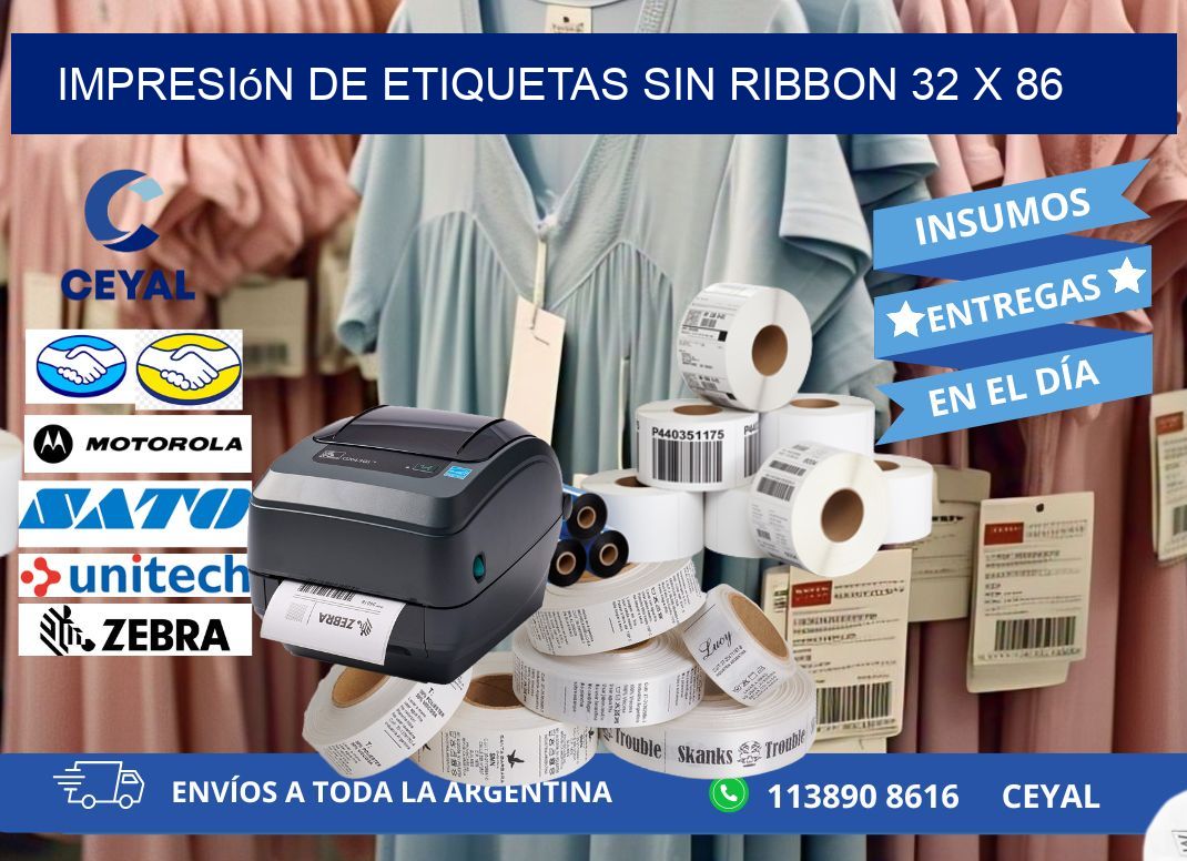 impresión de etiquetas sin ribbon 32 x 86