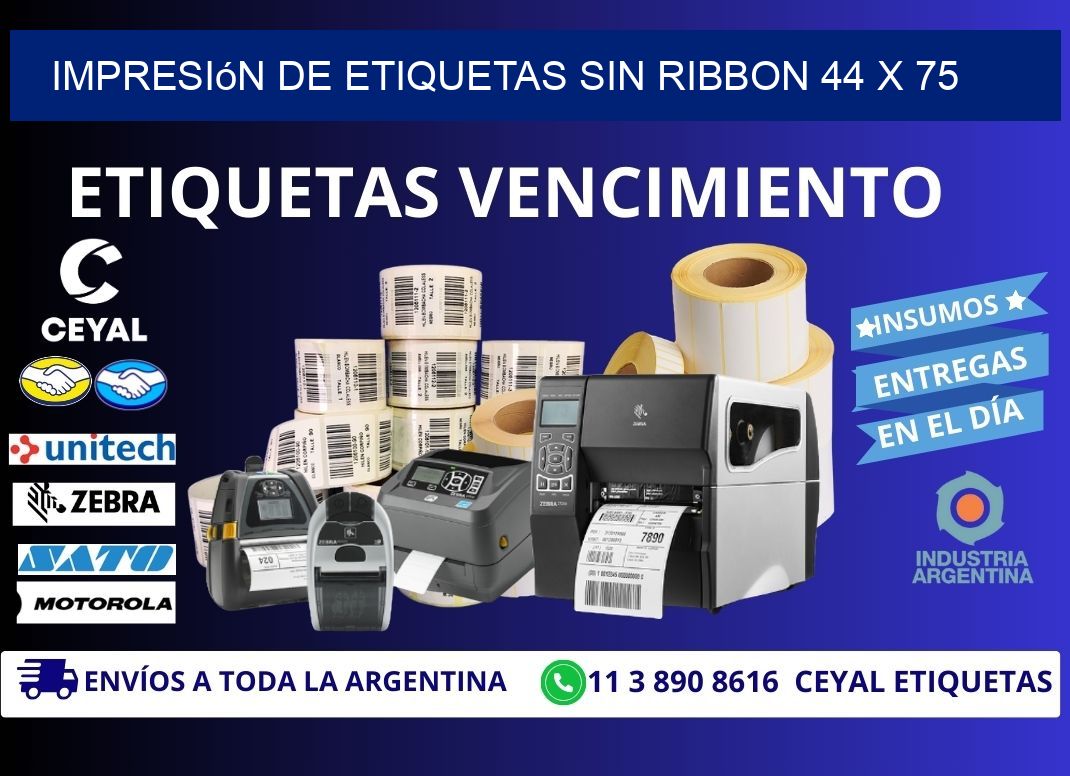 impresión de etiquetas sin ribbon 44 x 75