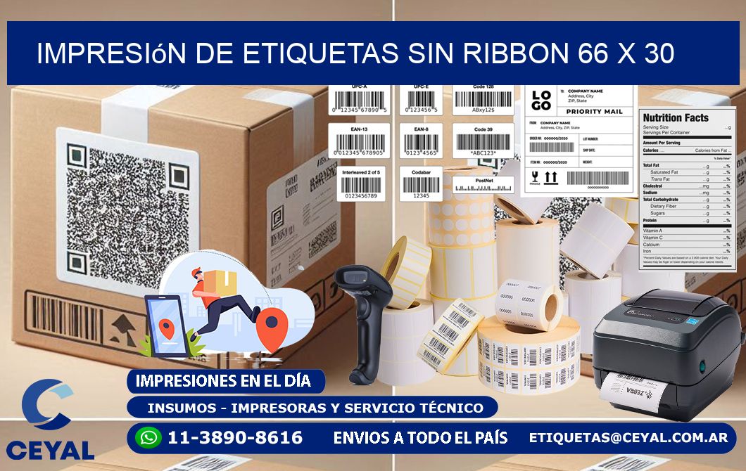 impresión de etiquetas sin ribbon 66 x 30