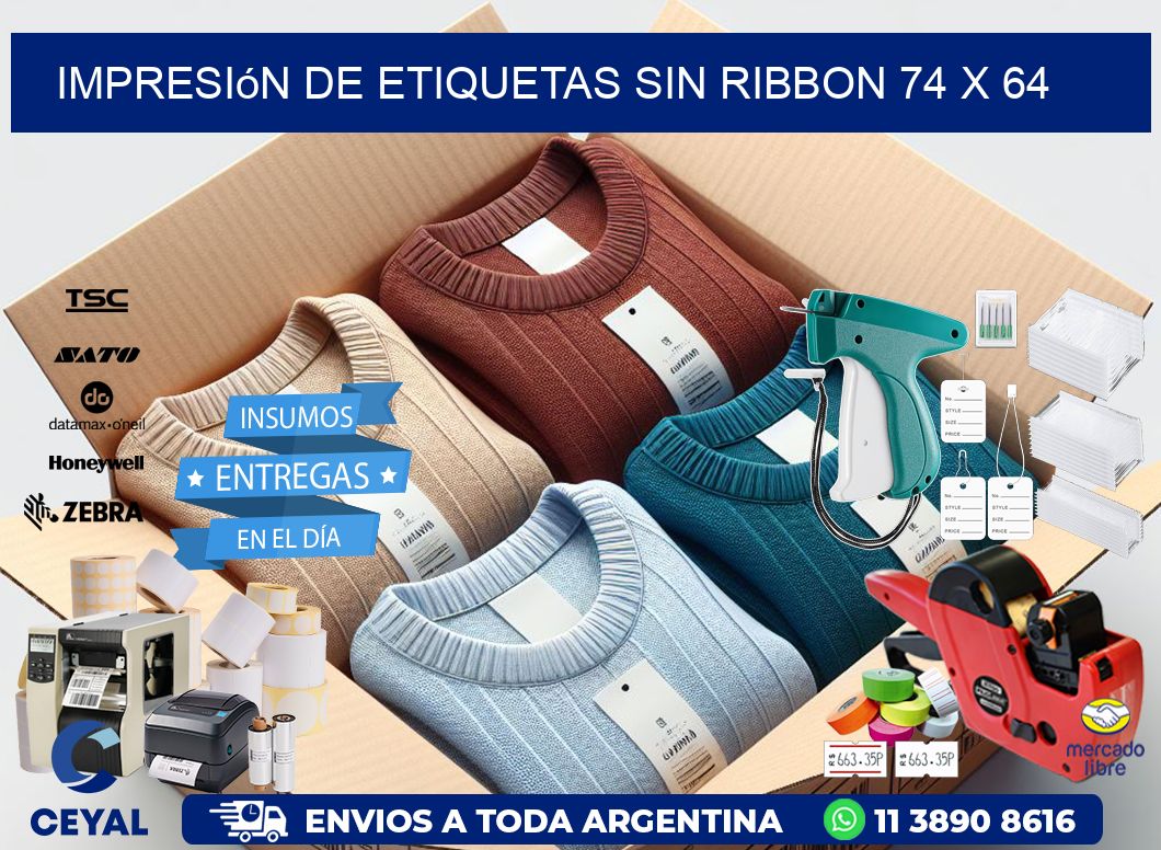 impresión de etiquetas sin ribbon 74 x 64