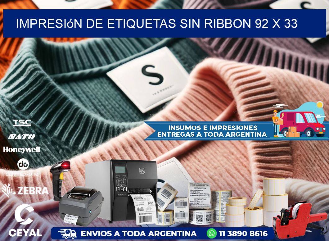 impresión de etiquetas sin ribbon 92 x 33