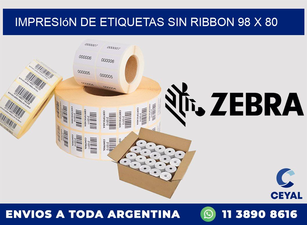impresión de etiquetas sin ribbon 98 x 80