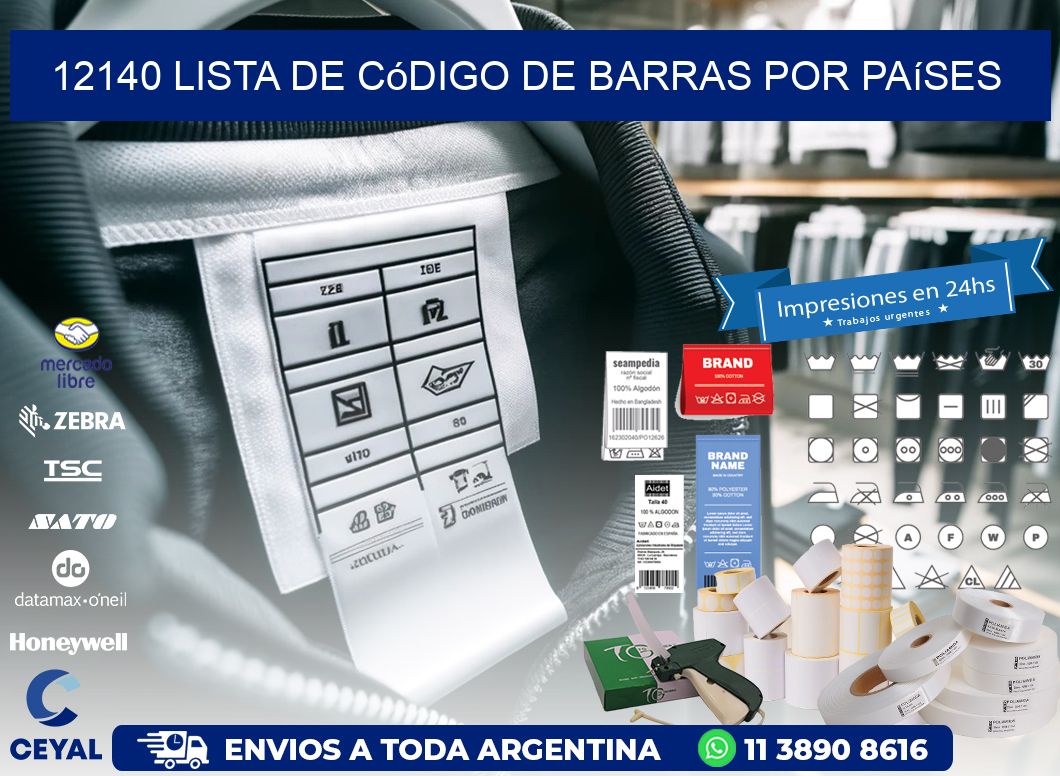 12140 Lista de código de barras por países