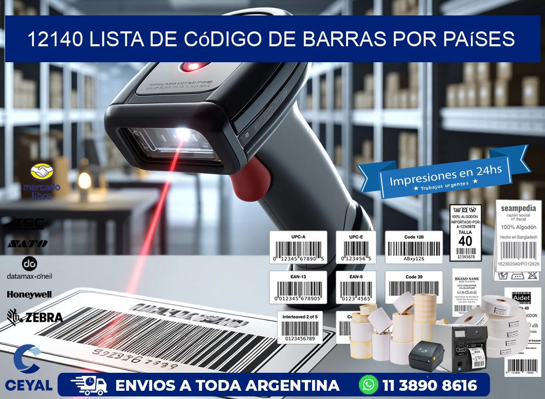 12140 Lista de código de barras por países