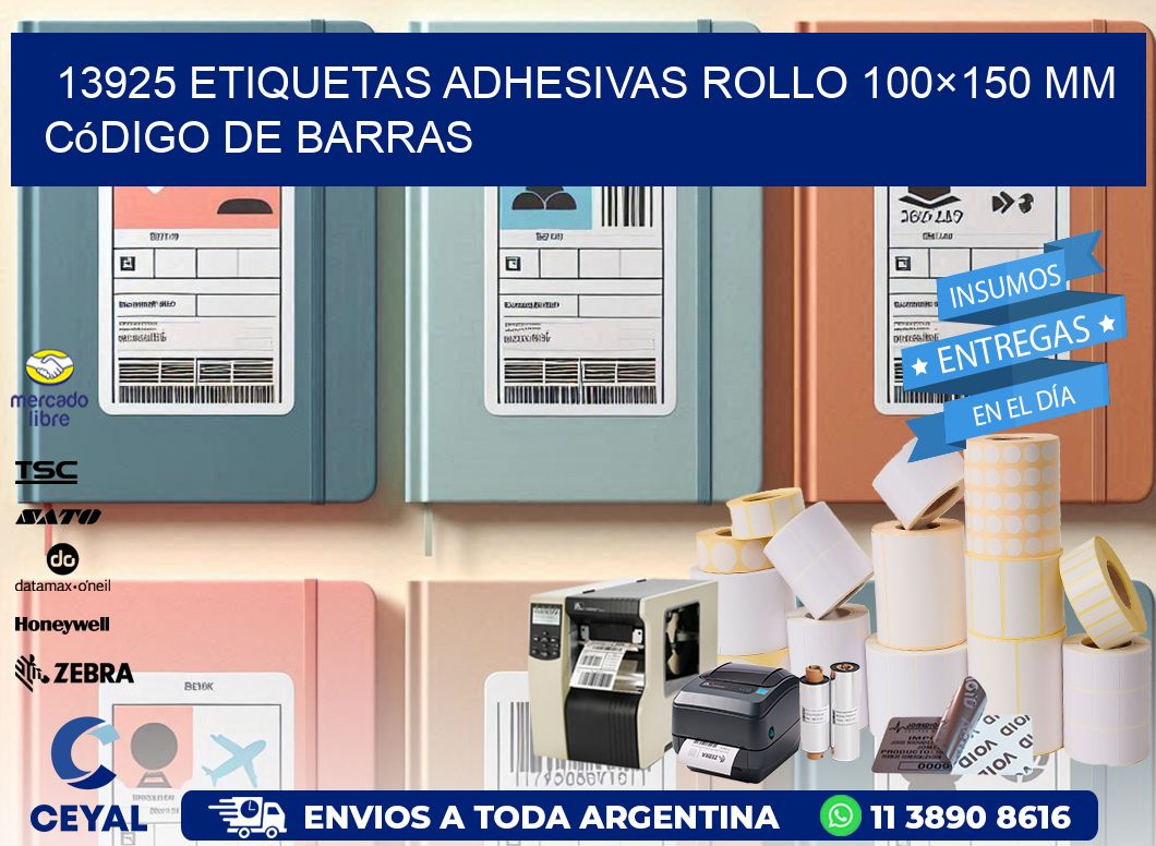 13925 etiquetas adhesivas rollo 100×150 mm código de barras