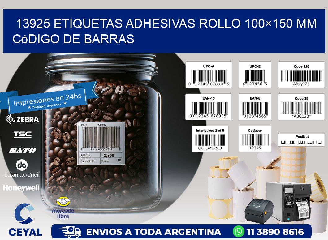 13925 etiquetas adhesivas rollo 100×150 mm código de barras