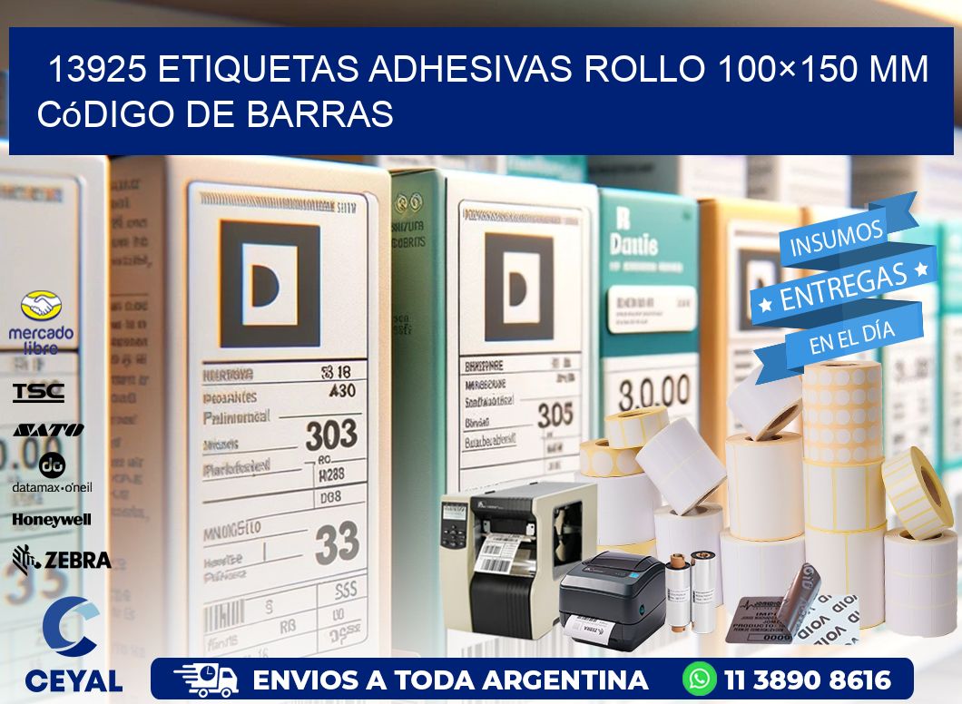 13925 etiquetas adhesivas rollo 100×150 mm código de barras