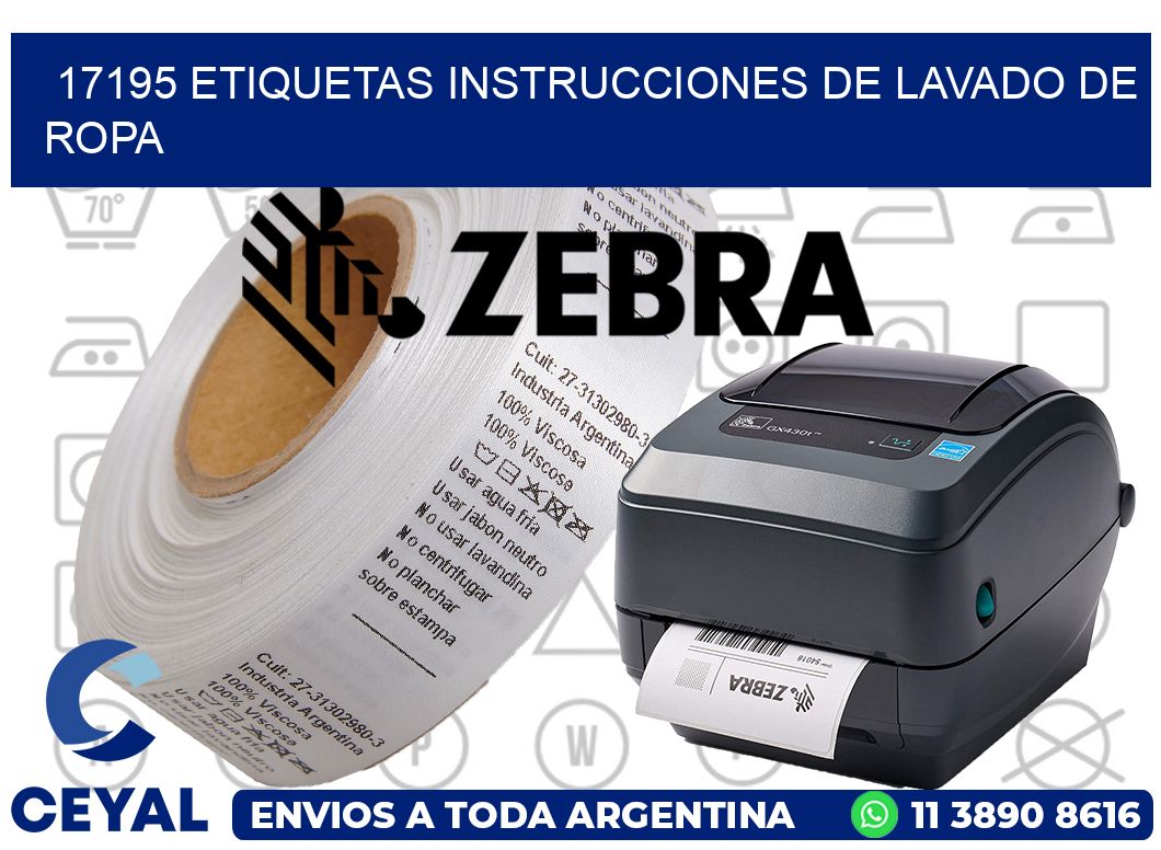 17195 etiquetas instrucciones de lavado de ropa