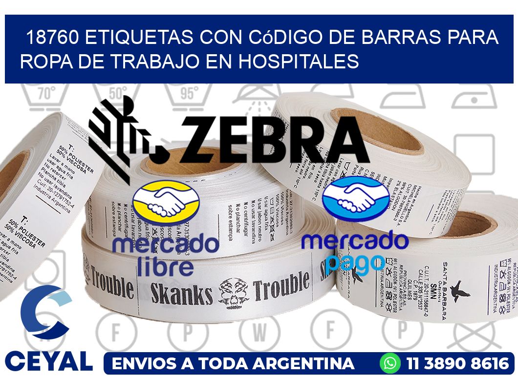 18760 Etiquetas con código de barras para ropa de trabajo en hospitales