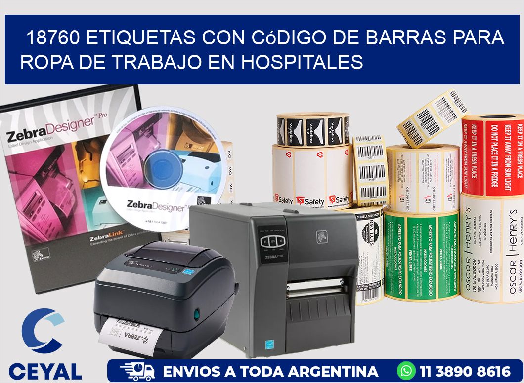 18760 Etiquetas con código de barras para ropa de trabajo en hospitales