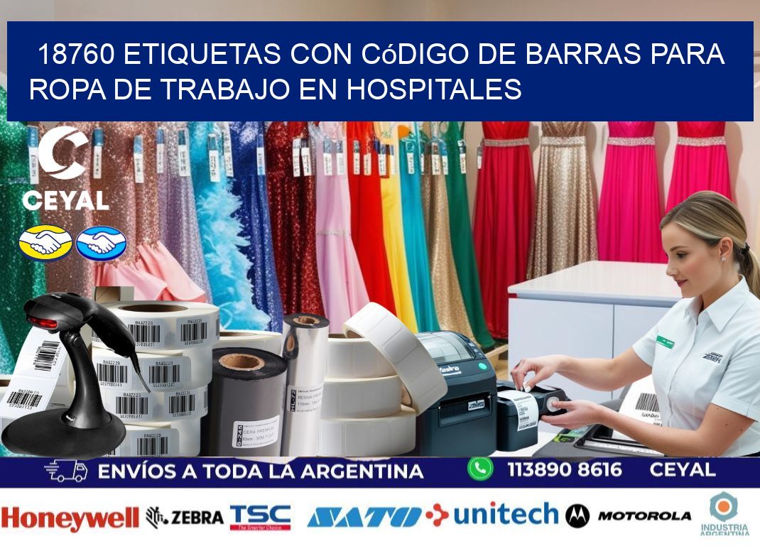 18760 Etiquetas con código de barras para ropa de trabajo en hospitales