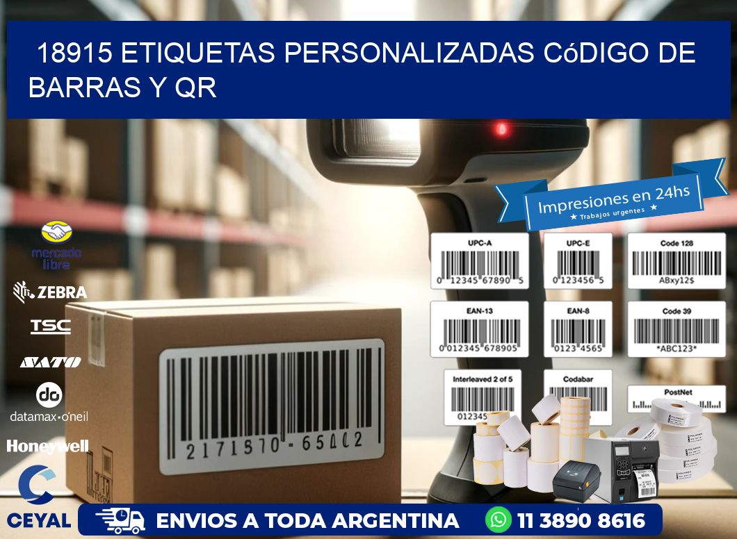 18915 etiquetas personalizadas código de barras y QR