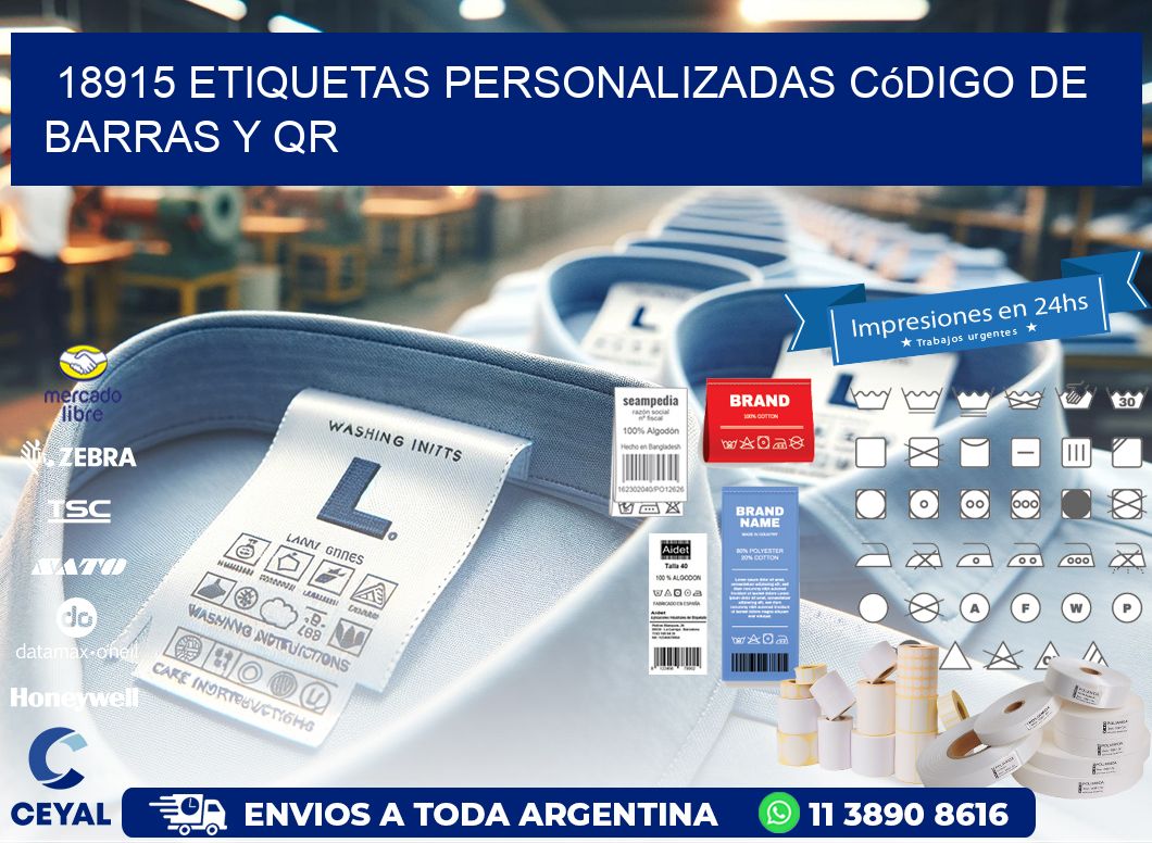 18915 etiquetas personalizadas código de barras y QR