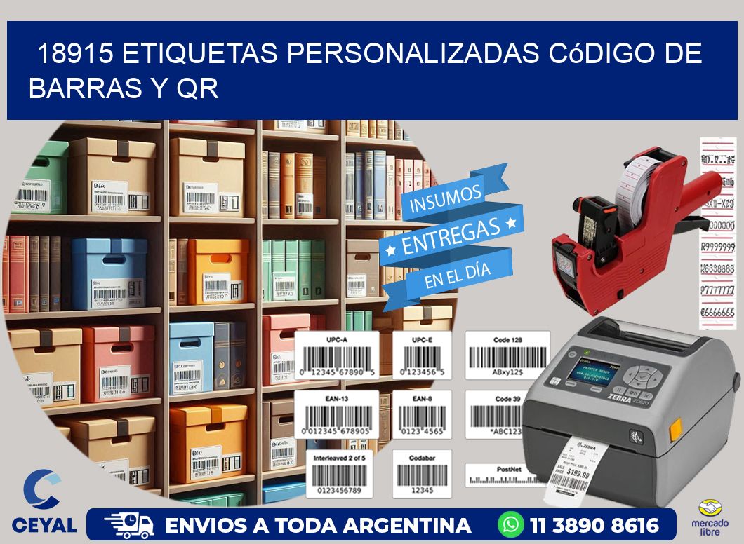 18915 etiquetas personalizadas código de barras y QR
