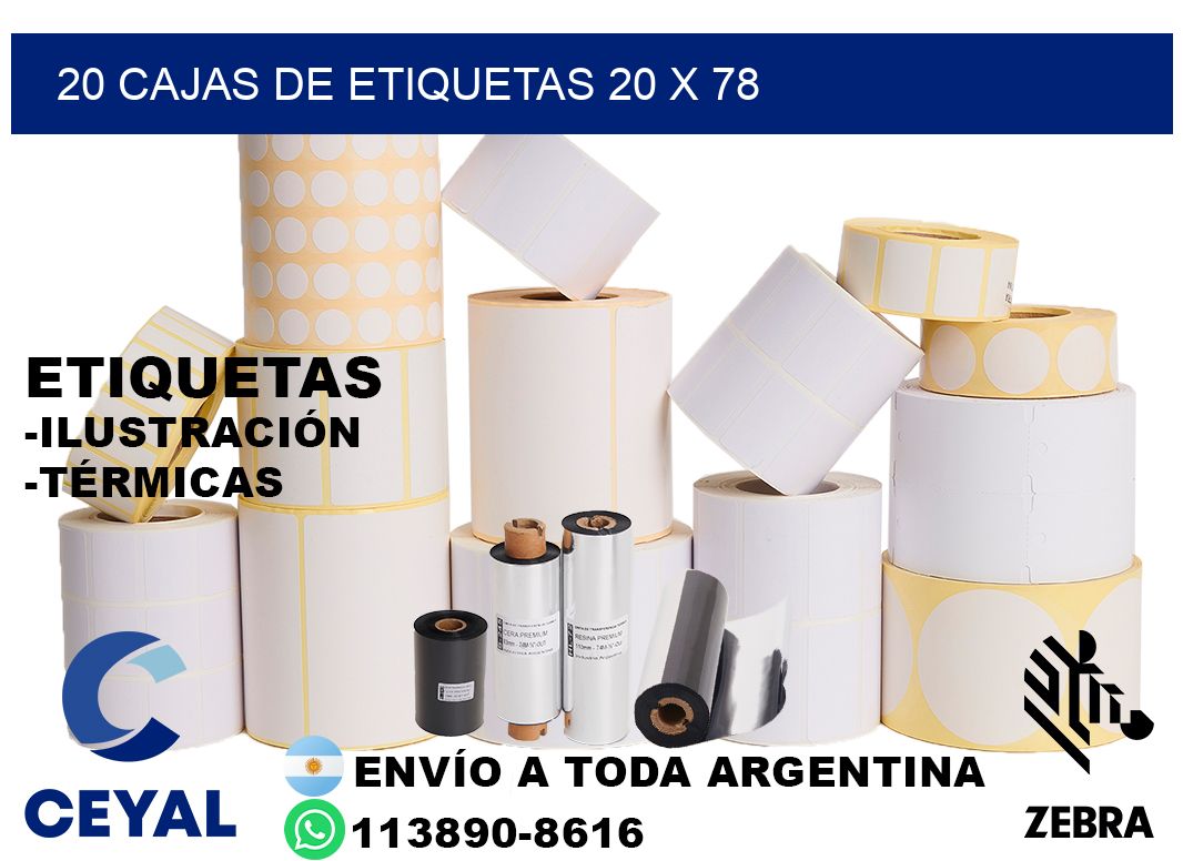 20 cajas de etiquetas 20 x 78