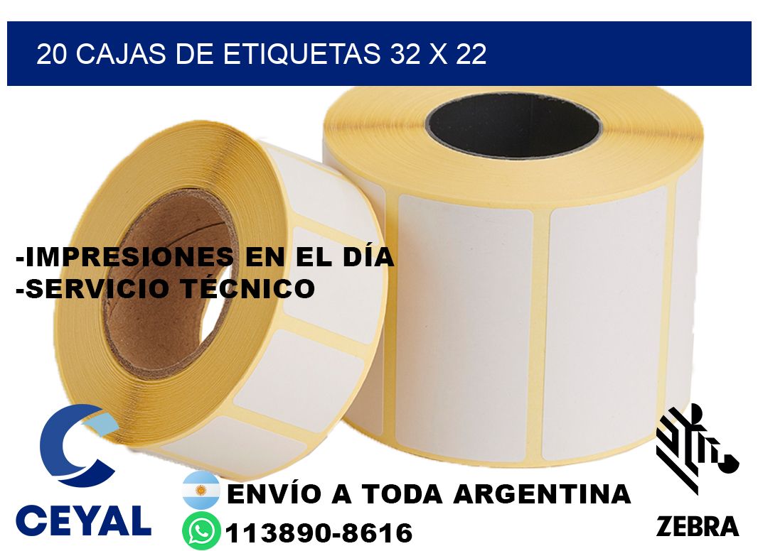 20 cajas de etiquetas 32 x 22