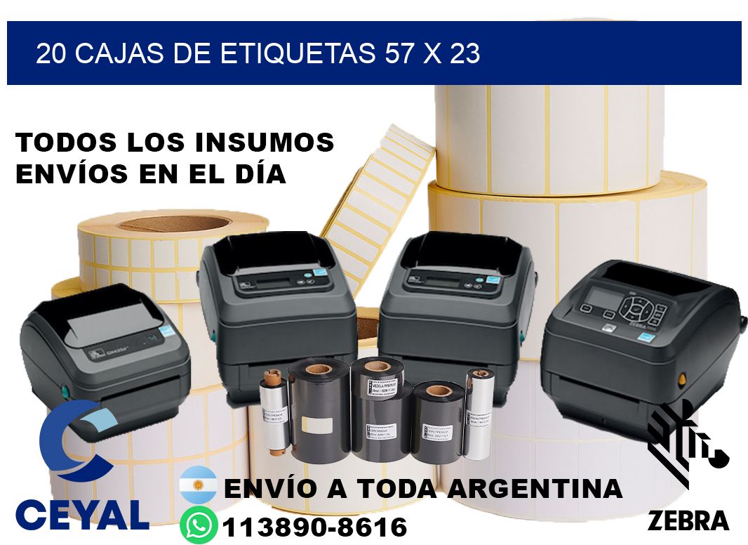 20 cajas de etiquetas 57 x 23