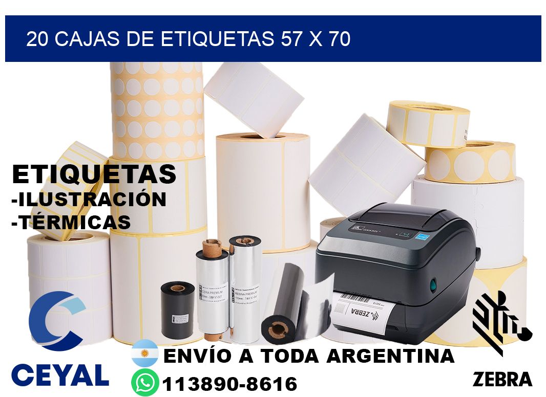 20 cajas de etiquetas 57 x 70